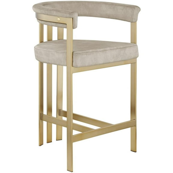 Maklaine Contemporary Soft High End Stone Velvet Counter Stool - Set of 2