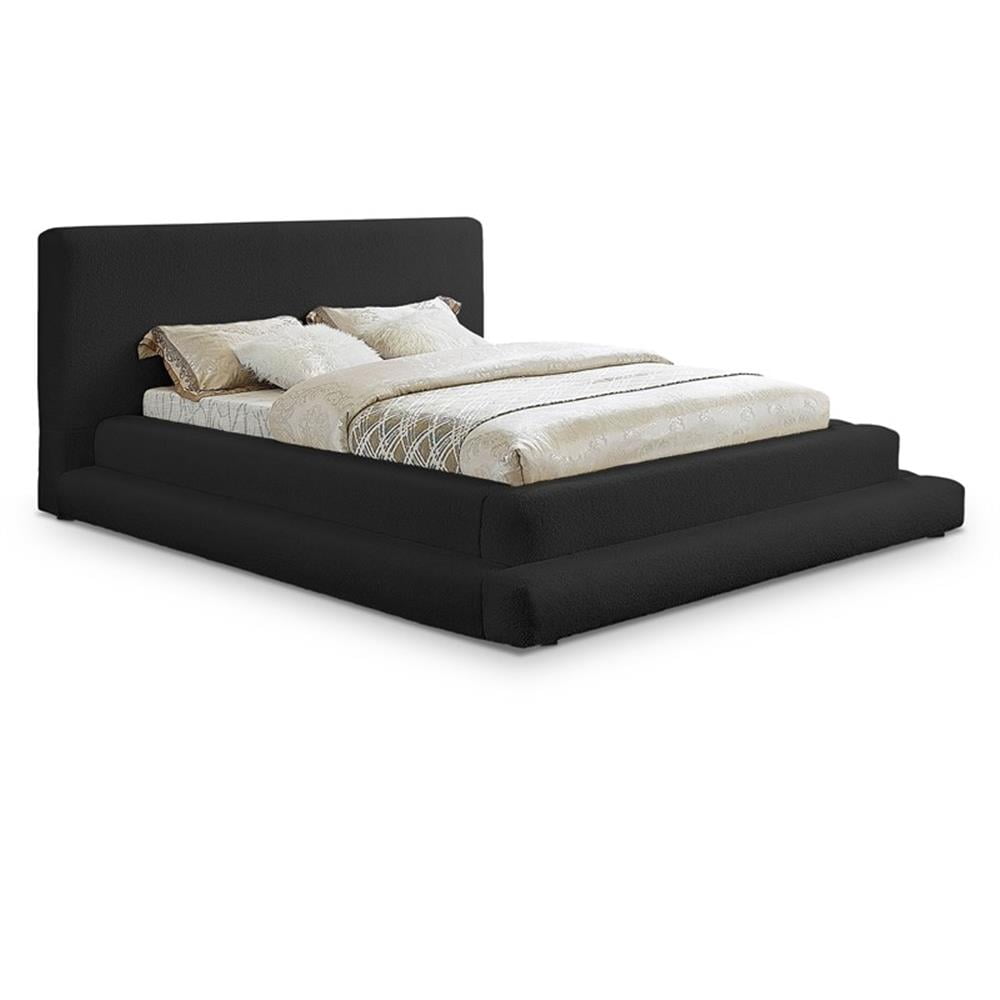 Black Queen Upholstered Bed with Rectangular Headboard
