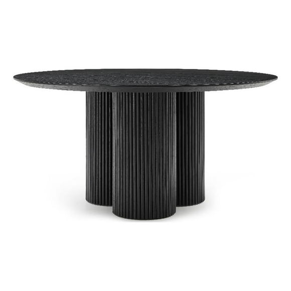Maklaine Contemporary Soft Rich Black Finish Oak Veneer Top Dining Table