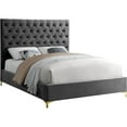 thumbnail image 1 of Maklaine Contemporary Solid Wood Tufted Velvet Full Bed in Gray, 1 of 9