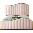 thumbnail image 1 of Maklaine Contemporary Solid Wood and Velvet Queen Bed in Pink, 1 of 6
