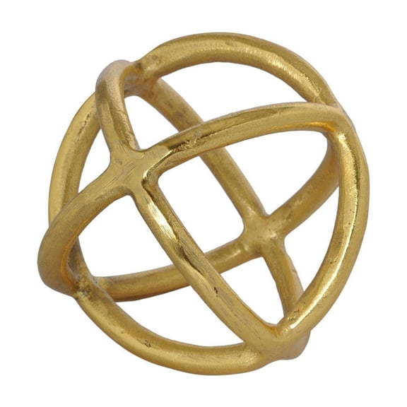 Maklaine Contemporary Sphere Statue in Gold Plated Aluminum