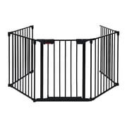 Maklaine Contemporary Steel Fireplace Safety Fence Hearth Gate in Black
