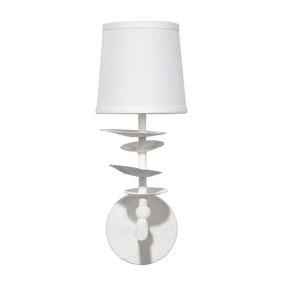 Maklaine Contemporary Textured Plaster and Linen Wall Sconce in White