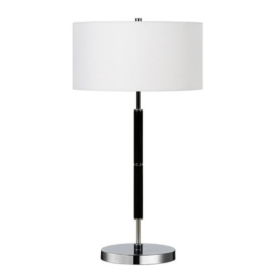 Maklaine Contemporary Two Tone Metal Table Lamp in Black with Nickel Accents
