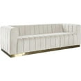 thumbnail image 1 of Maklaine Contemporary Upholstered Cream Velvet Sofa with Stainless Steel Base, 1 of 5