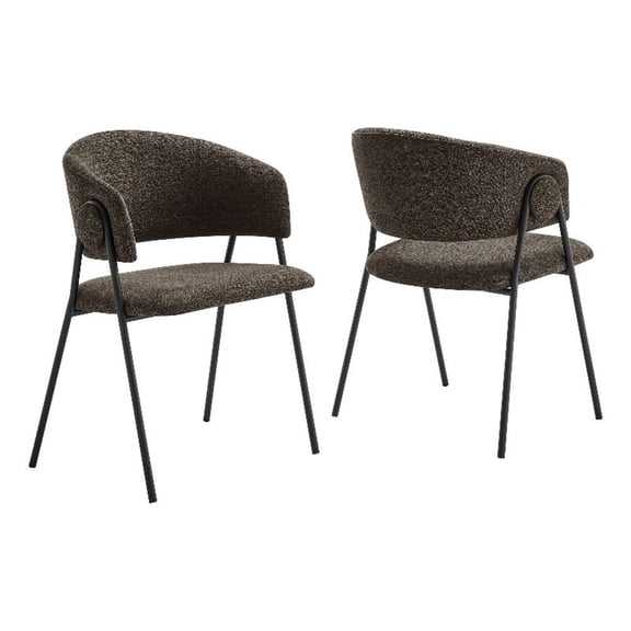 Maklaine Contemporary Upholstered Dining Chairs Set of 2 in Java Black