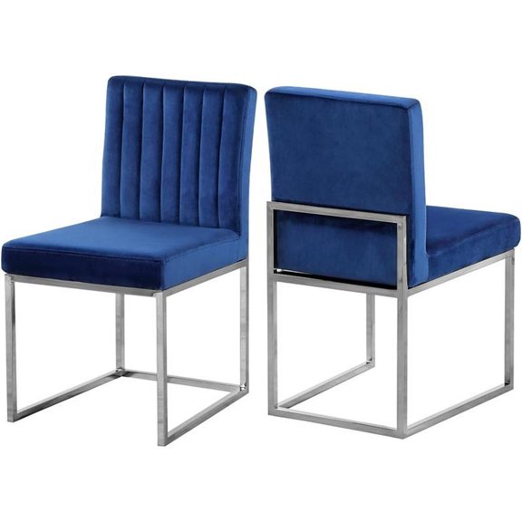 Maklaine Contemporary Upholstered Navy Velvet Dining Chair (Set of 2)