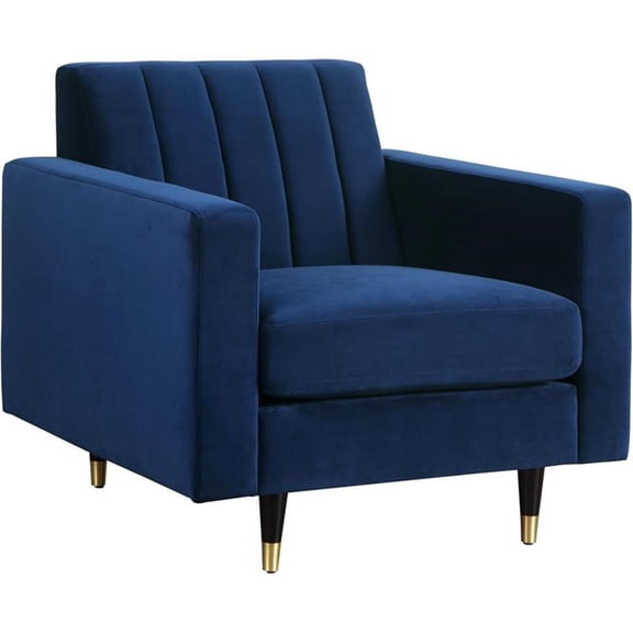 Maklaine Contemporary Upholstered Velvet Accent Chair in Soft Rich Navy