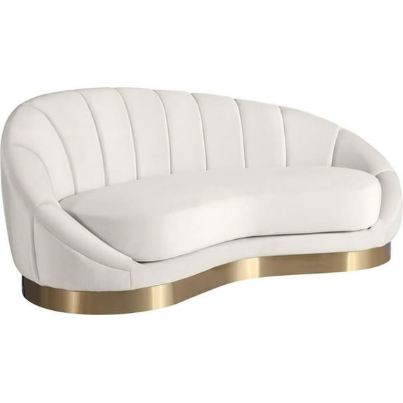 Maklaine Contemporary Upholstery Cream Velvet Chaise