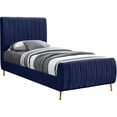 thumbnail image 1 of Maklaine Contemporary Upholstery Navy Velvet Twin Bed, 1 of 7