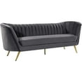 thumbnail image 1 of Maklaine Contemporary Upholstery Velvet Sofa in Gray, 1 of 8