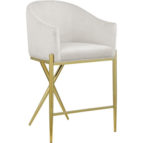 Maklaine Velvet Rich Cream Counter Stool Contemporary 38"H Unassembled