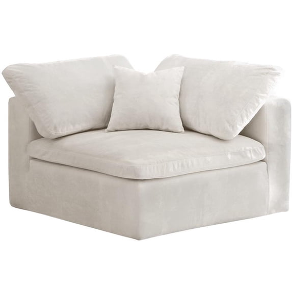 Maklaine Contemporary Velvet Modular Corner Chair in Soft Cream