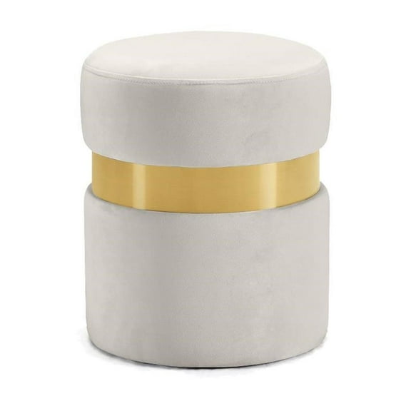 Maklaine Contemporary Velvet Ottoman/Stool in Cream