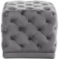 thumbnail image 1 of Maklaine Contemporary Velvet Ottoman/Stool in Gray, 1 of 8
