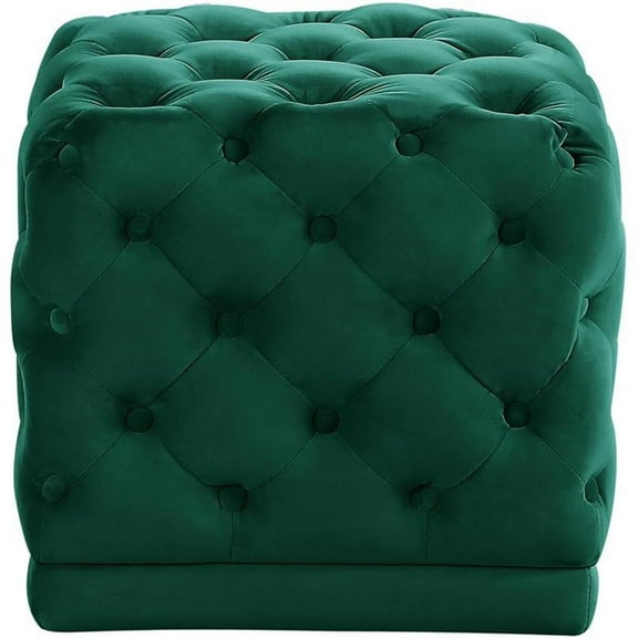 Maklaine Contemporary Velvet Ottoman/Stool in Green