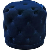 Maklaine Contemporary Velvet Ottoman/Stool in Navy
