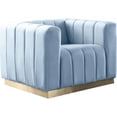 thumbnail image 1 of Maklaine Contemporary Velvet/Stainless Steel Chair in Sky Blue/Brushed Gold, 1 of 5