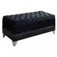thumbnail image 1 of Maklaine Contemporary Velvet Tufted Trunk with Nailhead Trim in Black, 1 of 3