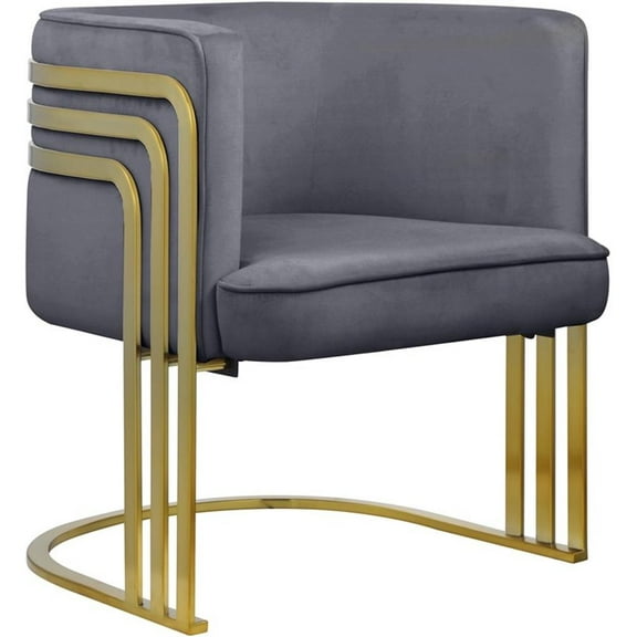 Maklaine Contemporary Velvet Upholstered Accent Chair in Gray