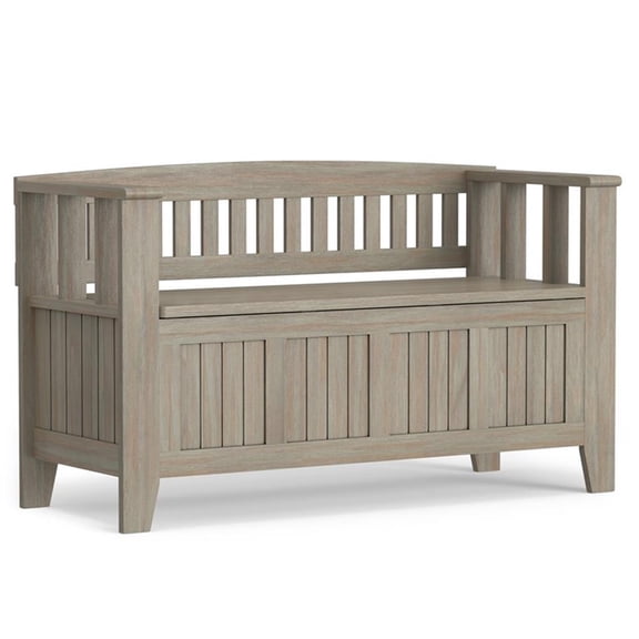 Maklaine Contemporary Wood 48" Transitional Entryway Bench in Gray
