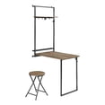 thumbnail image 1 of Maklaine Contemporary Wood Folding Wall Desk with Stool in Oak, 1 of 7