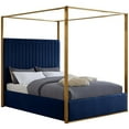 thumbnail image 1 of Maklaine Contemporary designed Navy Finished Velvet Queen Bed, 1 of 11