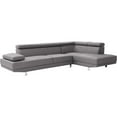thumbnail image 1 of Maklaine Contemporary styled Faux Leather Sectional in Gray Finish, 1 of 6