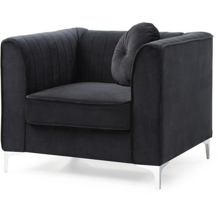 Maklaine Contemporary styled Soft Velvet Chair in Black Finish