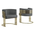 thumbnail image 1 of Maklaine Dark Gray Velvet Accent Barrel Leisure Chair with Gold Chrome Legs, 1 of 2