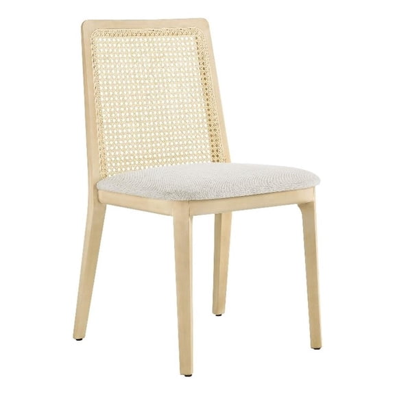 Maklaine Dining Side Chair in Antique White Natural Heathered Weave Ivory