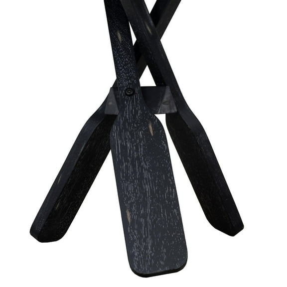 Maklaine Distressed Wood Coastal Canoe Paddle Side Table in Gray