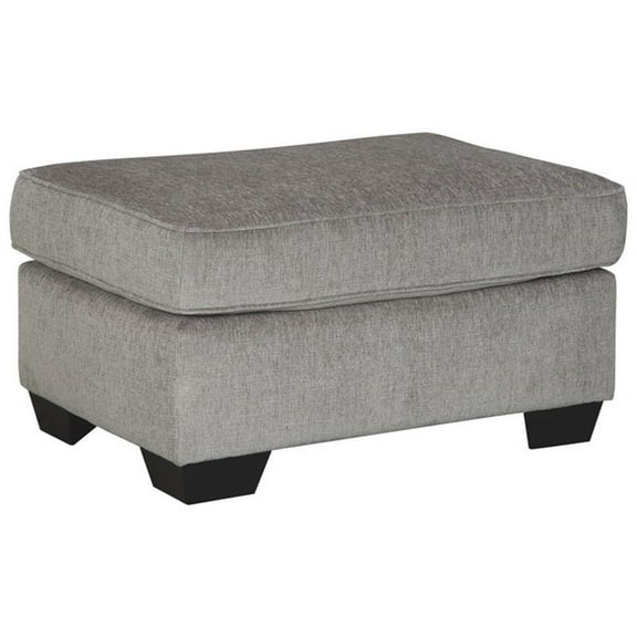 Maklaine Elegant Modern / Contemporary Fabric Ottoman in Alloy