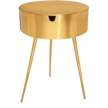 Maklaine Elegant Modern / Contemporary Gold Metal Nightstand