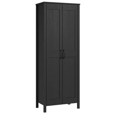 Maklaine Engineered Wood 2-Door Storage Cabinet in Raven Oak