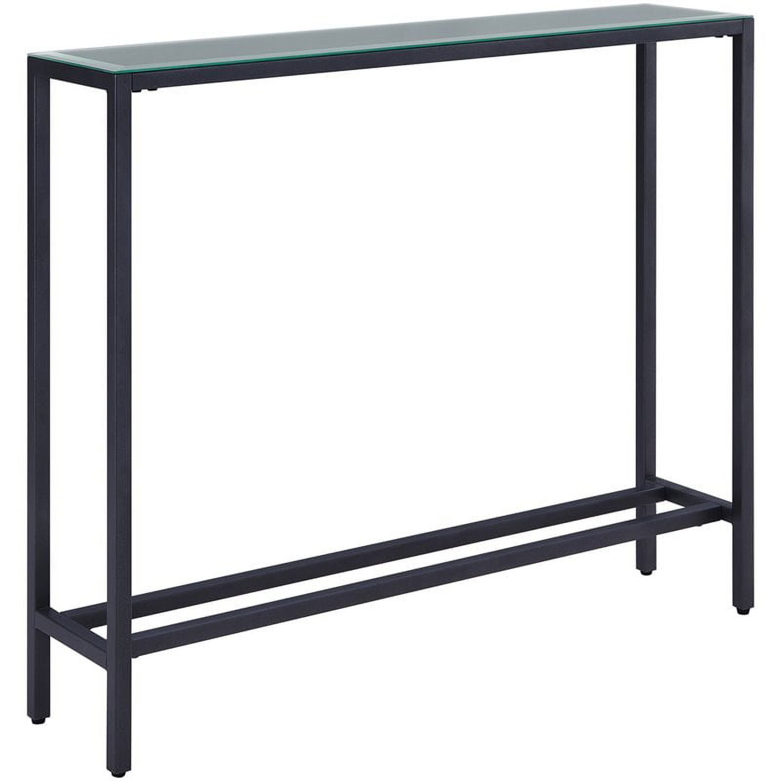 Maklaine Engineered Wood 36" Glass Top Console Table in Gray