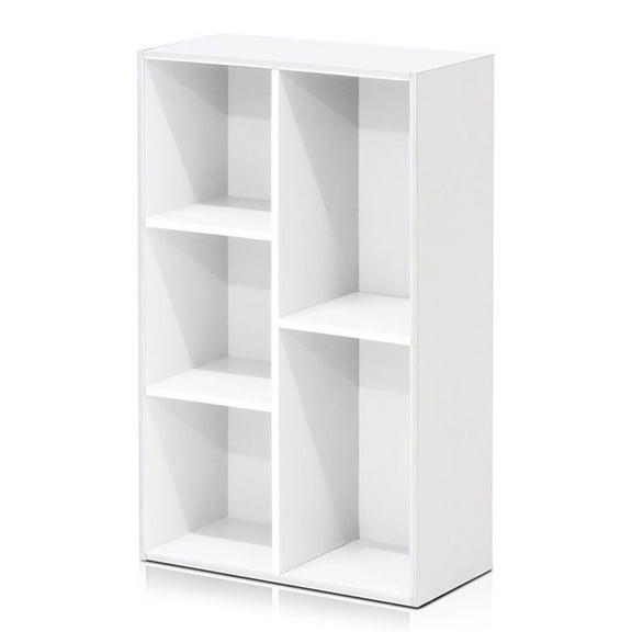 Maklaine Engineered Wood 5-Cube Reversible Open Shelf in White