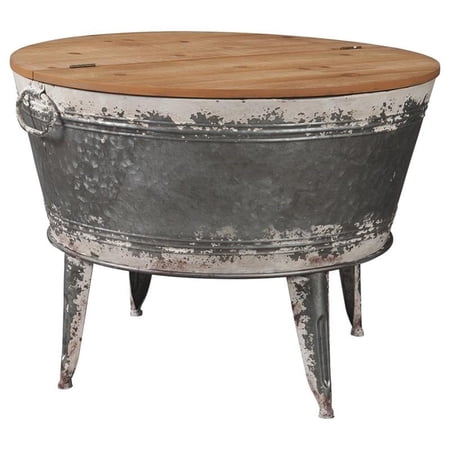 Maklaine Engineered Wood Accent Cocktail Table in Brown Finish