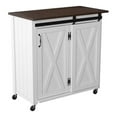 thumbnail image 1 of Maklaine Engineered Wood Barn - Door Kitchen Cart in Dark Brown / White, 1 of 3