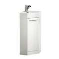 thumbnail image 1 of Maklaine Engineered Wood Contemporary 14" White Corner Bathroom Vanity, 1 of 5