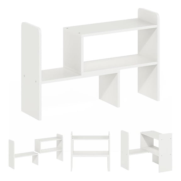 Maklaine Engineered Wood Contemporary Desk Top Organizer Bookshelf in White