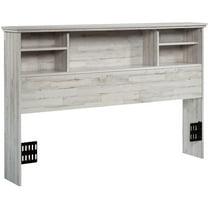 Maklaine Engineered Wood Full-Queen Bookcase Headboard in White Plank