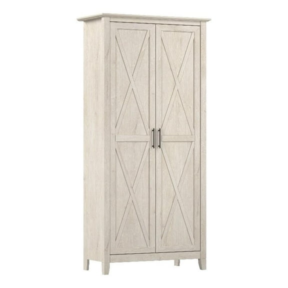 Maklaine Engineered Wood Kitchen Pantry Cabinet with Doors in Linen White Oak
