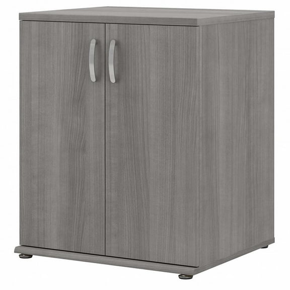 Maklaine Wood Universal Floor Storage Cabinet with Doors in Platinum Gray