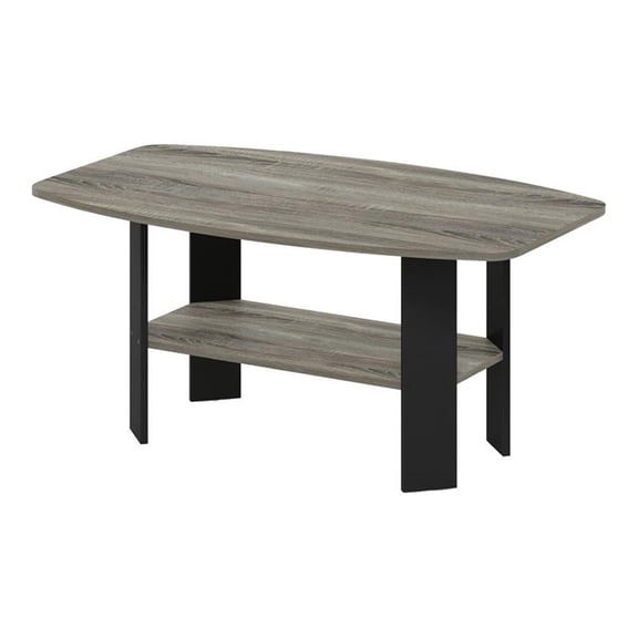Maklaine Engineered Wood Simple Design Coffee Table in French Oak Gray/Black