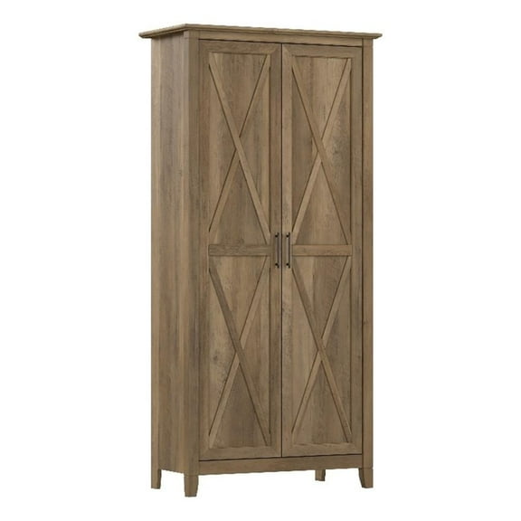 Maklaine Engineered Wood Tall Storage Cabinet with Doors in Reclaimed Pine