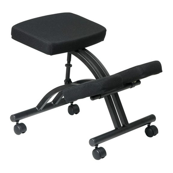 Maklaine Ergonomic Knee Chair with Memory Foam in Black and Metal Frame