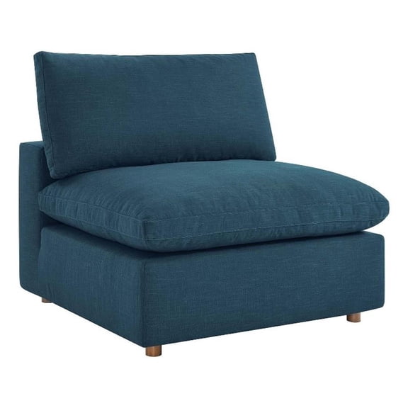 Maklaine Fabric Down Filled Overstuffed Armless Chair in Azure