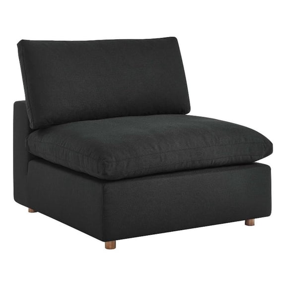 Maklaine Fabric Down Filled Overstuffed Armless Chair in Black